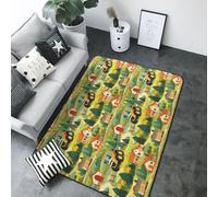 Tappeto con stampa di un villaggio di trattori in stile cartone animato, per soggiorno e camera da letto, lavabile, morbido, 12,7 x 18,8 cm, tappeto antiscivolo per camera da letto, decorazione