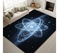 Tappeto con Stampa Fantasia Tranquillo Elegante Atomo Lavabile in Lavatrice Soft Touch 60 x 150 cm Tappeto Durevole per Soggiorno Camera da Letto Nero Blu Tappetino per l'ingresso Antiscivolo