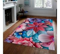 Tappeto con stampa floreale colorata, design artistico origami, a pelo basso, facile da pulire, per camera da letto e sala da pranzo, perfetto da mettere sotto il tavolo, 120 x 200 cm