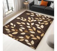 Tappeto Con Stampa Foglie Astratte Vettoriali, Lavabile In Lavatrice Tappeto Per Soggiorno 120 X 170 Cm, Ideale Per Corridoio Bagno Cucina Ingresso, Tappeti Pelo Corto, Marrone