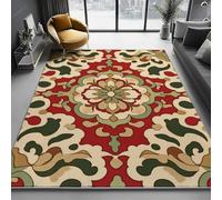 Tappeto con Stampa Tradizionali Cinesi Nuvole Buon Auspicio- Lavabile in Lavatrice, 80 x 150 cm Morbido e Sottile - Ideale per Corridoio Bagno Cucina Ingresso, Rosso