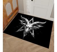 Tappeto Con Stella A Cinque Punte Testa Di Capra, Tappetino Con Stile Gotico Oscuro, Stabile E Antiscivolo, Antigraffio E Resistente, Adatto per Ingresso, Soggiorno Camera Da Letto, Nero, 50 x 80 cm