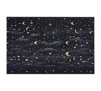Tappeto con stelle e luna su zona scura per ingresso, lavabile, con retro in gomma antiscivolo, per cucina, morbido, resistente alle macchie, piccolo tappeto per camera da letto, bagno, decorazione