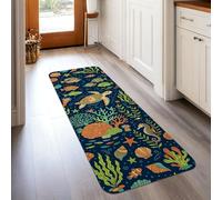 Tappeto con tartarughe, colorato cavallucci marini marini estivi blu navy antiscivolo, tappeto rettangolare per pavimento della casa, tappeto per cucina, ingresso, bagno, porta, decorazione, 0,6 x 1,5