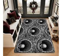 Tappeto con teschio gotico e citazione horror con teschi per Halloween, 9 x | Motivi di pozzi di pietra, decorazione per la casa gotica, stile artistico macabro, atmosfera misteriosa, accenti d'ingresso