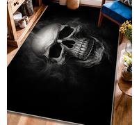 Tappeto con teschio, gotico fumo scuro ombra Halloween nero con retro antiscivolo per pavimento di casa tappeto stampa rettangolare tappeto per soggiorno, camera da letto, corridoio, ufficio