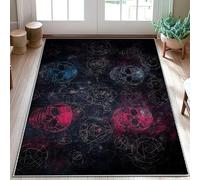 Tappeto con teschio, gotico scuro forme geometriche simboli Halloween nero a pelo basso zerbino rettangolare stampa accenti tappeto bagno ingresso cucina comodino decorazione 7,6 x 1,5 m