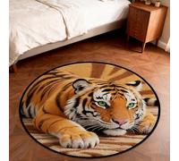Tappeto con tigre, 9 cm, tappeto da gioco per sala paghi, divertente, rotondo con animali, per camera da letto dei ragazzi, morbido peluche stravagante, tappeto per ingresso, dormitorio e studio