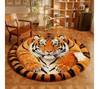 Tappeto con tigre, 9 cm, tappeto da gioco per sala paghi, divertente tappeto rotondo con animali per camera dei ragazzi, morbido peluche stravagante, tappetino per ingresso, dormitorio, studio