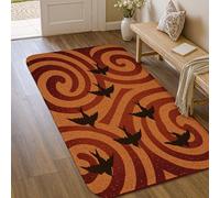 Tappeto con vortici, autunno natura uccelli foglie autunno marrone antiscivolo per interni zerbino accenti tappeto non spargimento bagno ingresso comodino lavanderia decorazione 7,6 x 1,5 m
