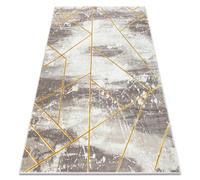 Tappeto CORE 1818 Geometrico - strutturale, due livelli di pile, avorio / oro 80x150 cm