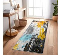 Tappeto Corridoio 60X150 Cm - Lavabile E Antiscivolo, Tappeto Lungo E Stretto Per Corridoio, Cucina, Entrata O Soggiorno - Astratto Schizzi D'Inchiostro Macchie Giallo Facile Da Pulire