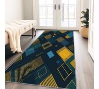 Tappeto Corridoio Lungo 80x240 cm Lavabile in Lavatrice Antiscivolo Moderno e sobrio, simile a un cubo Cameretta Scendiletto Camera da Letto Ufficio Pelo Corto Blu scuro