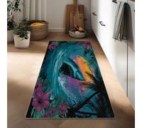 Tappeto Corridoio Lungo Antidérapant 40 x 120 cm, Tappeto Passatoia Runner Cucina Squalo Oceanico Piante Floreali Lavabile Antimacchia Durevole Arte Astratta per Soggiorno Sala da Pranzo Foyer