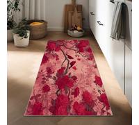 Tappeto Corridoio Lungo Antidérapant 60 x 150 cm, Tappeto Passatoia Runner Cucina Piante Rose Rosse Cuori Animali Uccelli Lavabile Antimacchia Durevole Romantico per Soggiorno Sala da Pranzo Foyer