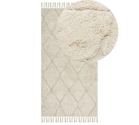Tappeto cotone Shaggy motivo boho 80 x 150 cm beige Silchar