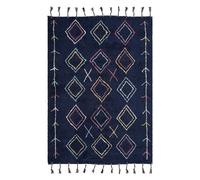 Tappeto cotone stile boho 140 x 200 cm motivo geometrico nero Corum