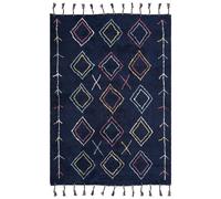 Tappeto cotone stile boho 160 x 230 cm motivo geometrico nero Corum