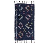 Tappeto cotone stile boho 80 x 150 cm motivo geometrico nero Corum