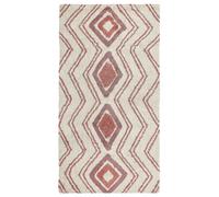 Tappeto cotone trapuntato beige e rosa stile boho 80 x 150 cm Kastamonu