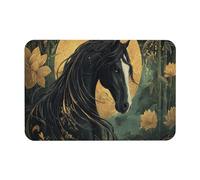 Tappeto creativo "Dark Horse on Moonlit Nights", antiscivolo, lavabile, con decorazioni a forma di ciondolo per amanti degli animali, zerbino per interni ed esterni, per soggiorno, camera da letto, cu