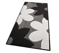 emmevi Tappeto Cucina 3D Fiore Tridimensionale Morbido Bordato Moderno Passatoia Antiscivolo 50x135 Nero