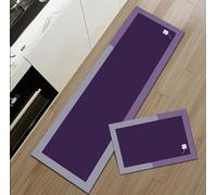 Tappeto Cucina 40X60Cm+40X120Cm Viola Profonda Tappeto Cucina Antiscivolo Lavabile Set Di 2 Pezzi,Tappetino Multiuso In Pelle,Comodità E Resistente,Per Ingresso,Camera,Bagno
