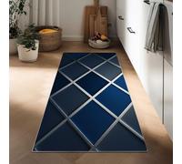 Tappeto Cucina 50 x 140 cm Antiscivolo Lavabile in Lavatrice, Tappeto Ingresso Lungo Rombi Geometrici Strisce Pelo Corto Arte Astratta per Corridoio Bagno Lavanderia Ufficio