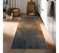 Tappeto Cucina 60 x 180 cm Antiscivolo Lavabile in Lavatrice, Tappeto Ingresso Lungo Architettura Città Antiche Strisce Geometriche Pelo Corto Industriale Retrò per Corridoio Bagno Lavanderia Ufficio