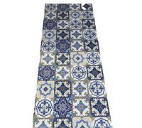 Tappeto cucina a metraggio PVC largo 50 cm marmette cementine azulejo blue