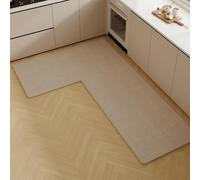 Tappeto Cucina Angolare Forma L Antiscivolo, Tappetini Assorbenti Pavimento | Resistenti Impermeabili Supporto Gomma Decorazione Casa Stanza Bagno Lavanderia Lavello Cucina(001 R,100*150*45cm)