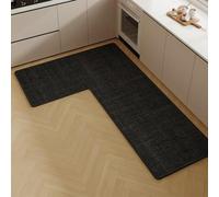 Tappeto Cucina Angolo Forma L Lavorato Maglia Tappetini Assorbenti | Resistenti Impermeabili Supporto Gomma Decorazione Casa Stanza Bagno Lavanderia Lavello Cucina(004 R,80*120*45cm)