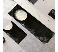 Tappeto Cucina Antiscivolo Lavabile 2 Pezzi, Tappeti e Tappetini da Cucina, Tappeto Bagno Assorbente per Corridoio, Sala da Pranzo e Ingresso, Casa, Ufficio Decorazione Luna 40x60cm+40x120cm 6-1446