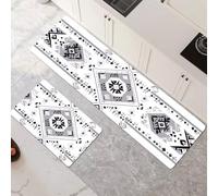 Tappeto Cucina Antiscivolo Lavabile 2 Pezzi, Tappeti e Tappetini da Cucina, Tappeto Bagno Assorbente per Corridoio, Sala da Pranzo e Ingresso, Casa, Ufficio Decorazione White 60x90cm+60x180cm 6-200