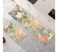 Tappeto Cucina Antiscivolo Lavabile 2 Pezzi, Tappeti e Tappetini da Cucina, Tappeto Bagno Assorbente per Corridoio, Sala da Pranzo e Ingresso, Casa, Ufficio Decorazione Garden 45x70cm+45x140cm 6-1274
