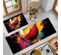 Tappeto Cucina Antiscivolo Lavabile Stile astratto con schizzi d'inchiostro Vino rosso versato, Passatoia Cucina Antiscivolo Lavabile, Adatto da tenere sotto il Lavandino (Giallo, 40x60+40x120cm)