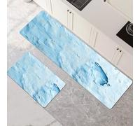 Tappeto Cucina Antiscivolo Lavabile, Tappeti Cucina 2 Pezzi, Super Assorbente Passatoia Corridoio Tappetino Decor per Zerbino Ingresso, Lavanderia, Corridoio, Ufficio Water 80x120cm+80x240cm 1-883