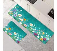 Tappeto Cucina Antiscivolo Lavabile, Tappeti Cucina 2 Pezzi, Super Assorbente Passatoia Corridoio Tappetino Decor per Zerbino Ingresso, Lavanderia, Corridoio, Ufficio Plants 80x120cm+80x240cm 1-700