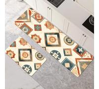 Tappeto Cucina Antiscivolo Lavabile, Tappeti Cucina 2 Pezzi, Super Assorbente Passatoia Corridoio Tappetino Decor per Zerbino Ingresso, Lavanderia, Corridoio, Ufficio Lines 70x100cm+70x210cm 1-409