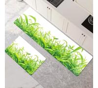 Tappeto Cucina Antiscivolo Lavabile, Tappeti Cucina 2 Pezzi, Super Assorbente Passatoia Corridoio Tappetino Decorazione per Zerbino Ingresso, Lavanderia, Corridoio, Ufficio Plant 30x50cm+30x90cm 1-512