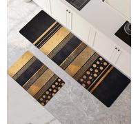 Tappeto Cucina Antiscivolo Lavabile, Tappeti Cucina 2 Pezzi, Super Assorbente Passatoia Corridoio Tappetino Decor per Zerbino Ingresso, Lavanderia, Corridoio, Ufficio Stripe 80x120cm+80x240cm 1-617
