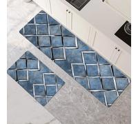 Tappeto Cucina Antiscivolo Lavabile, Tappeti Cucina 2 Pezzi, Super Assorbente Passatoia Corridoio Tappetino Decor per Zerbino Ingresso, Lavanderia, Corridoio, Ufficio Lines 90x140cm+90x270cm 1-406