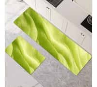 Tappeto Cucina Antiscivolo Lavabile, Tappeti Cucina 2 Pezzi, Super Assorbente Passatoia Corridoio Tappetino Decor per Zerbino Ingresso, Lavanderia, Corridoio, Ufficio Wave 80x120cm+80x240cm 1-869