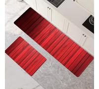 Tappeto Cucina Antiscivolo Lavabile, Tappeti Cucina 2 Pezzi, Super Assorbente Passatoia Corridoio Tappetino Decorazione per Zerbino Ingresso, Lavanderia, Corridoio, Ufficio Red 80x120cm+80x240cm 1-870