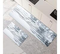 Tappeto Cucina Antiscivolo Lavabile, Tappeti Cucina 2 Pezzi, Super Assorbente Passatoia Corridoio Tappetino Decor per Zerbino Ingresso, Lavanderia, Corridoio, Ufficio Water 80x120cm+80x240cm 1-887