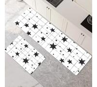 Tappeto Cucina Antiscivolo Lavabile, Tappeti Cucina 2 Pezzi, Super Assorbente Passatoia Corridoio Tappetino Decor per Zerbino Ingresso, Lavanderia, Corridoio, Ufficio White 80x120cm+80x240cm 1-567