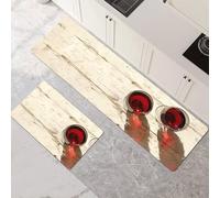 Tappeto Cucina Antiscivolo Lavabile, Tappeti Cucina 2 Pezzi, Super Assorbente Passatoia Corridoio Tappetino Decor per Zerbino Ingresso, Lavanderia, Corridoio, Ufficio Wooden 80x120cm+80x240cm 1-637
