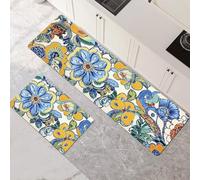 Tappeto Cucina Antiscivolo Lavabile, Tappeti Cucina 2 Pezzi Super Assorbente Passatoia Corridoio Tappetino Decor per Zerbino Ingresso, Lavanderia, Corridoio Ufficio Traditional 80x120cm+80x240cm 1-514
