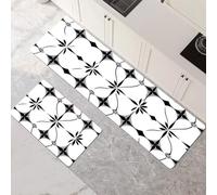 Tappeto Cucina Antiscivolo Lavabile, Tappeti Cucina 2 Pezzi, Super Assorbente Passatoia Corridoio Tappetino Decor per Zerbino Ingresso, Lavanderia, Corridoio, Ufficio White 80x120cm+80x240cm 1-573