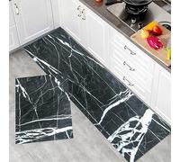 Tappeto Cucina Antiscivolo Lavabile, Tappeti Cucina,Marmo, Pietra preziosa naturale Grunge Architettura di marmorizzazione,Tappetino Cucina per Sala da Pranzo, Cucina, Corridoio (2PCS 45x70+45x120 cm)